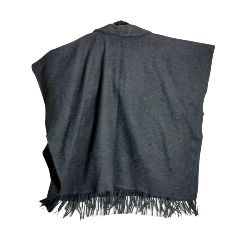 Marc New York Gray Sequined Floral Fringe Poncho Wrap One Size Andrew Marc - Picture 2 of 7